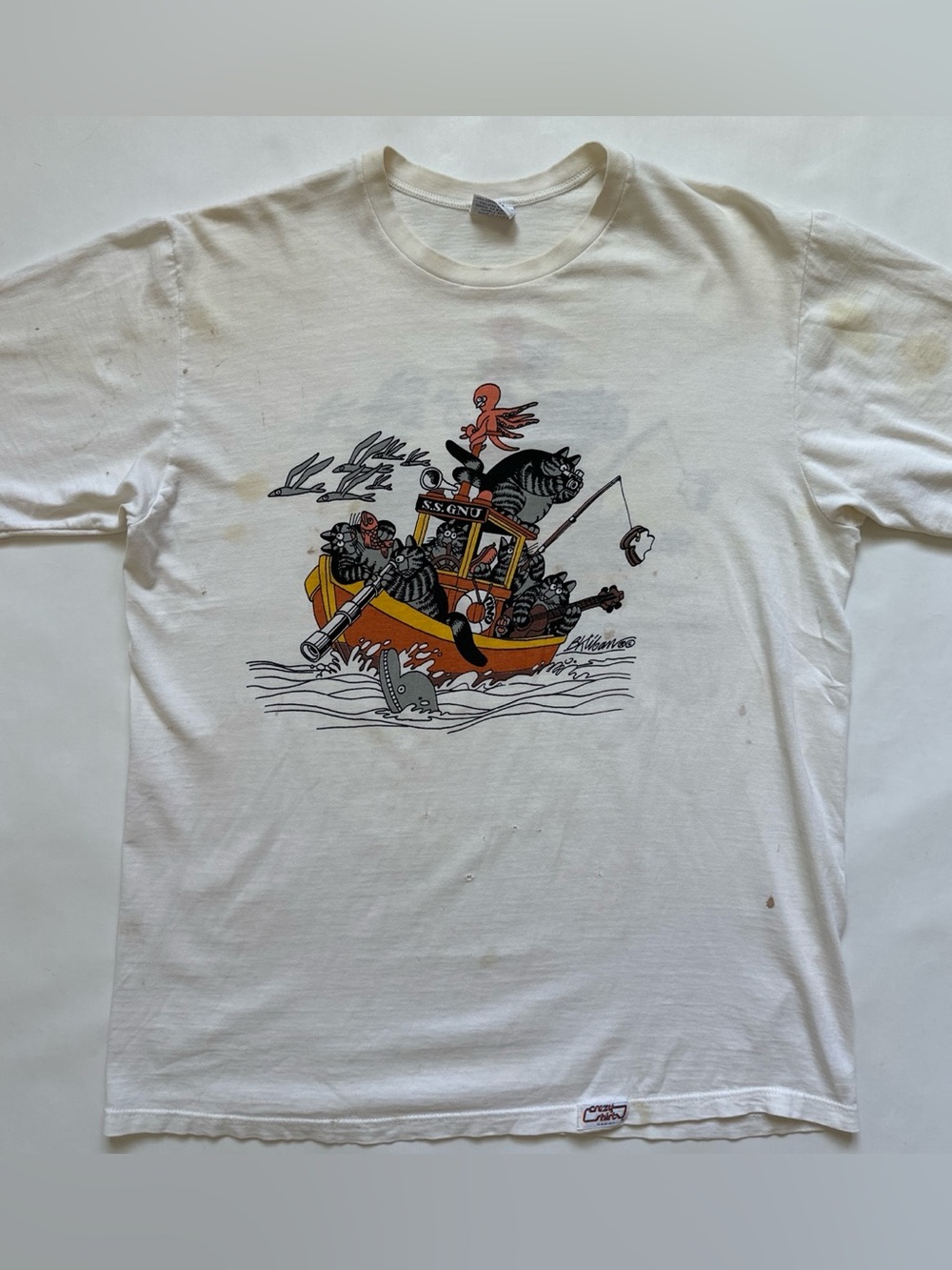 Vintage B kliban Hawaii crazy shirts Sailing cats humor Graphic souvenir cartoon